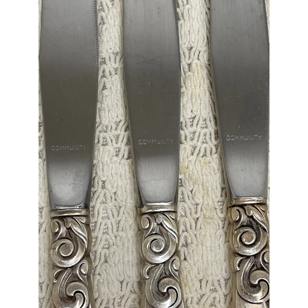 Oneida Community South Seas Silverplate Dinner Knives Set of 3 Vintage Flatware